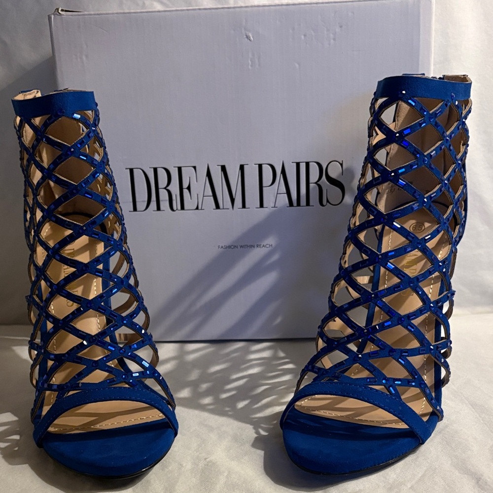 Dream Pairs Women's Royal Blue Caged Heels